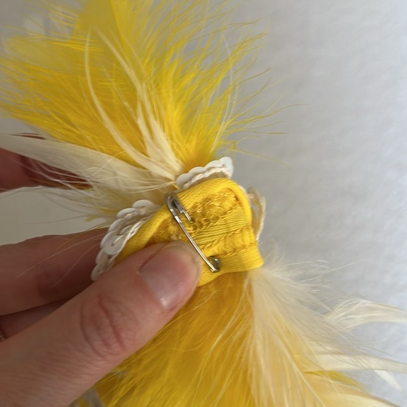 Vintage 1970s Yellow Dance Leotard with Sequins and Feathers - Child or … - Picture 7 of 15